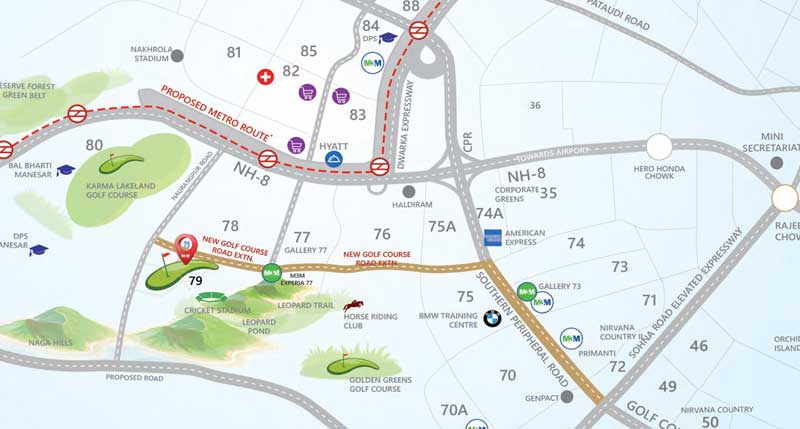 M3M Golf Estate 2Location Map